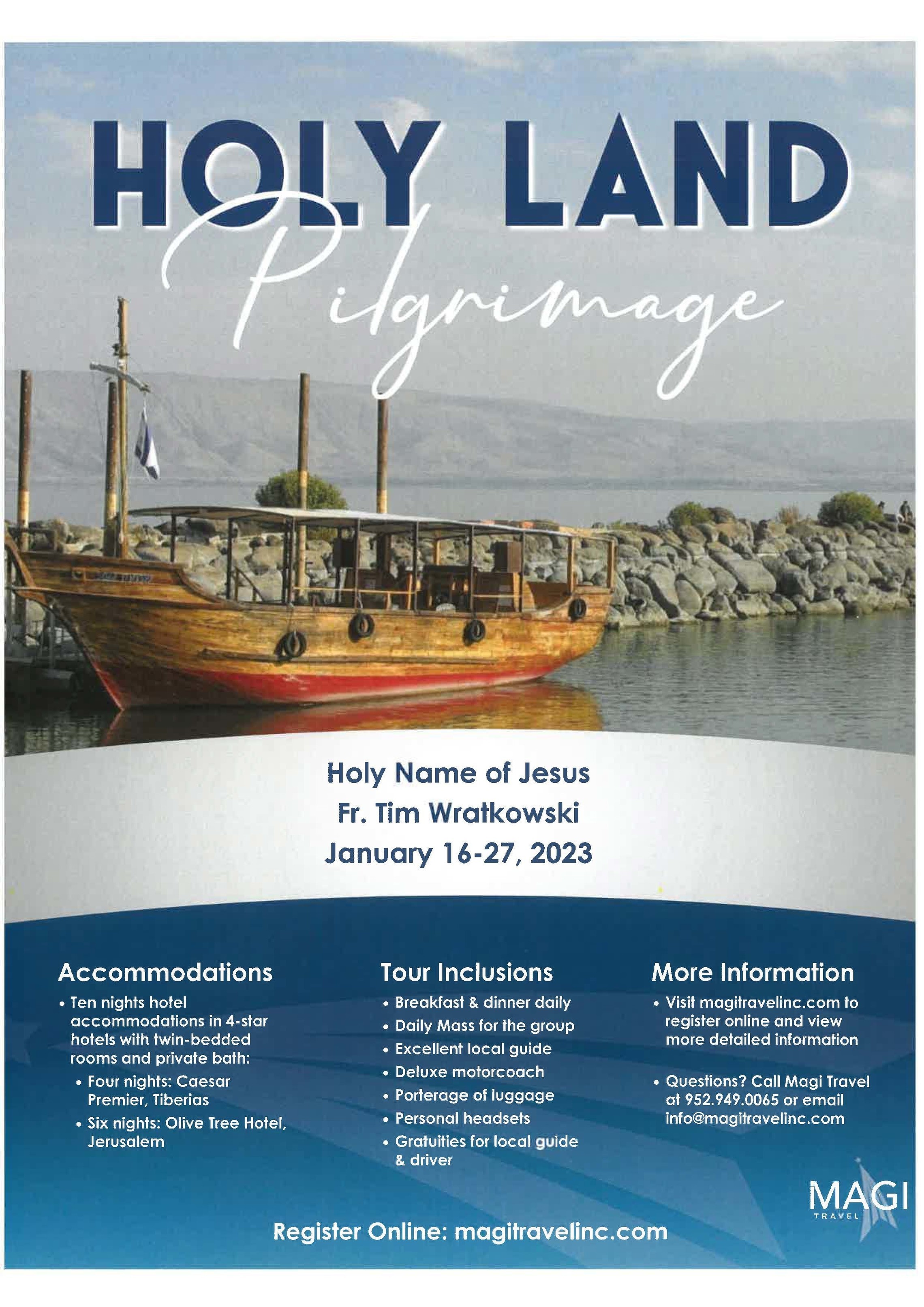 holy land trip cost catholic